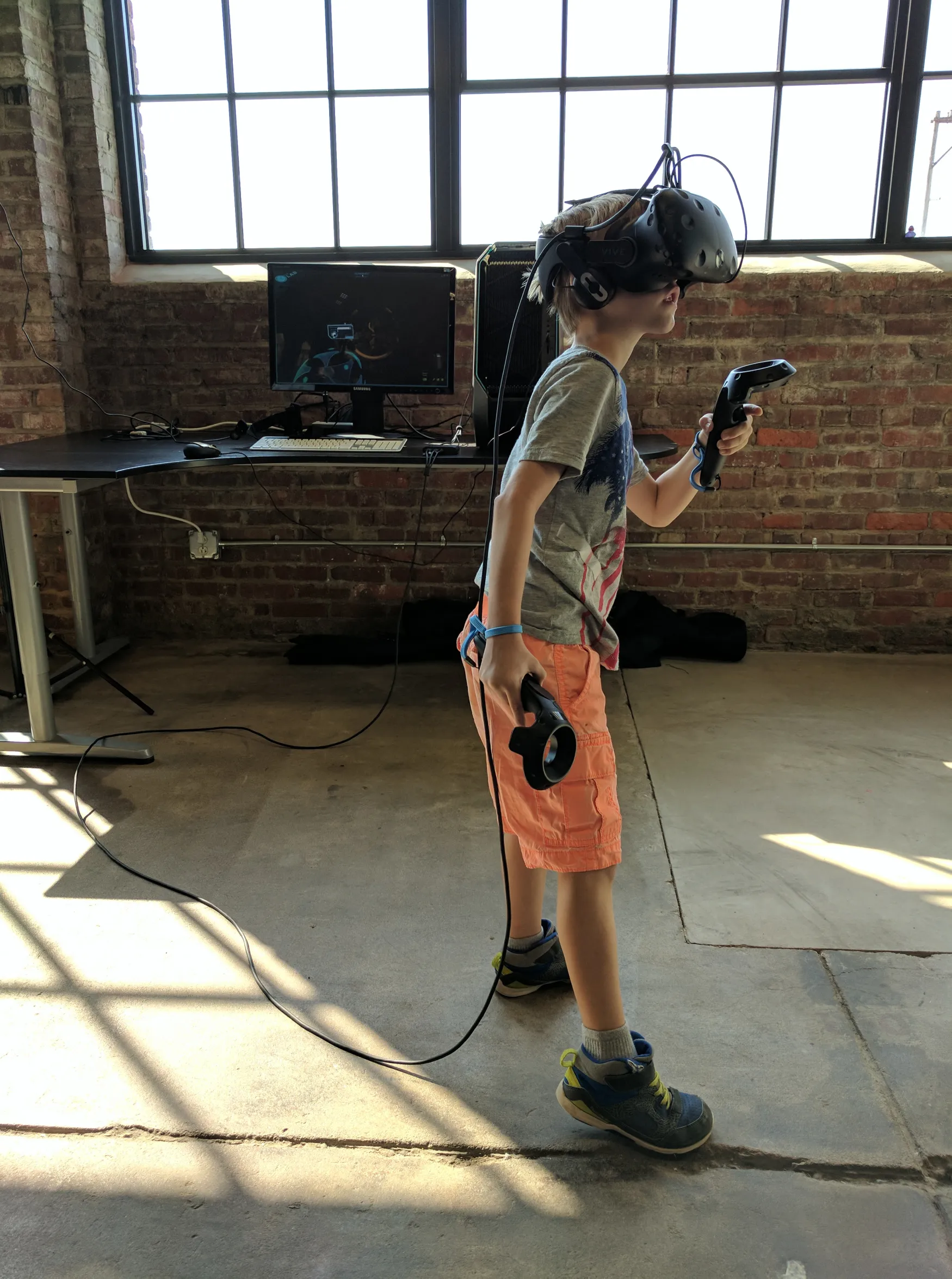 Another screenshot of a user testing session, showcasing the Immersion VR arcade experience